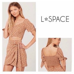 NWT L*SPACE Lola Beachcomber Dot Tie Sleeve Top